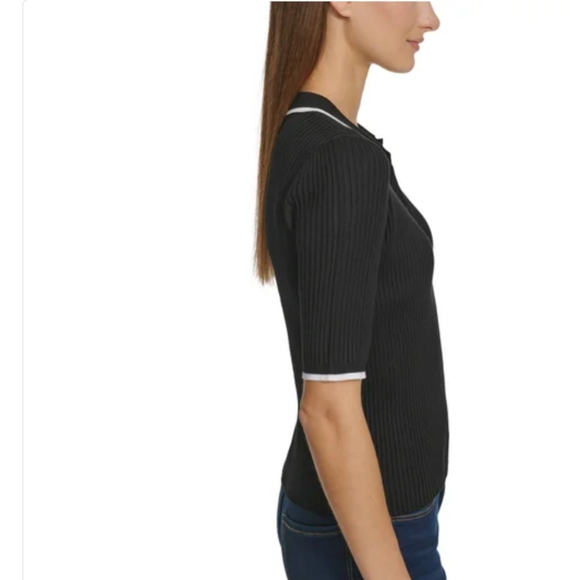 New! Calvin Klein Jeans Black Ribbed Polo Short Sleeve Shirt Size XS X-SMALL NWT - Picture 9 of 14